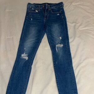 Aeropostale Blue Skinny Jeans Distressed Style